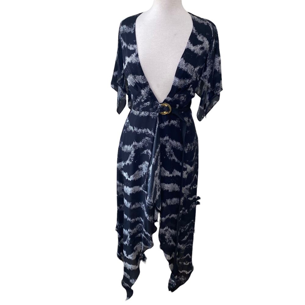 MANNING CARTELL Tie Dye Print Asymmetrical Hem Wrap Maxi Dress Size 2